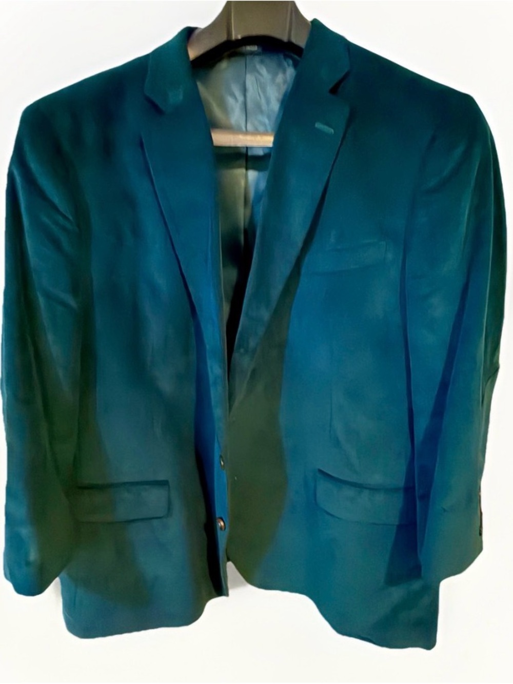 Stafford 52R Blazer Teal/Green Corduroy Classic Fit Elbow Patch Sport Suit Coat